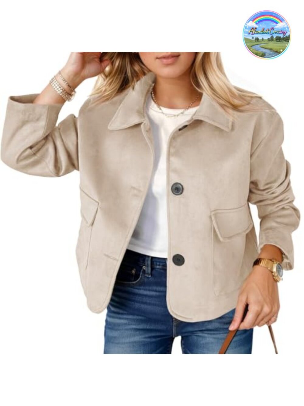 Tankaneo Faux Suede Leather Jacket Cropped Button Down Shacket